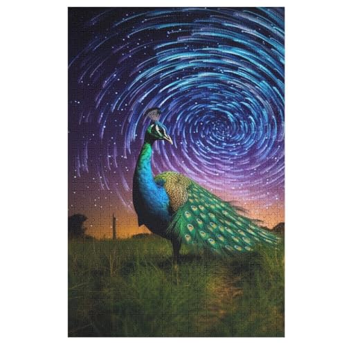 Für Erwachsene 1000-Teiliges Pfau -Puzzle, Holzbrett-Puzzle, Puzzle Für Kinder, Geschenke, （78×53cm） von AAPZY