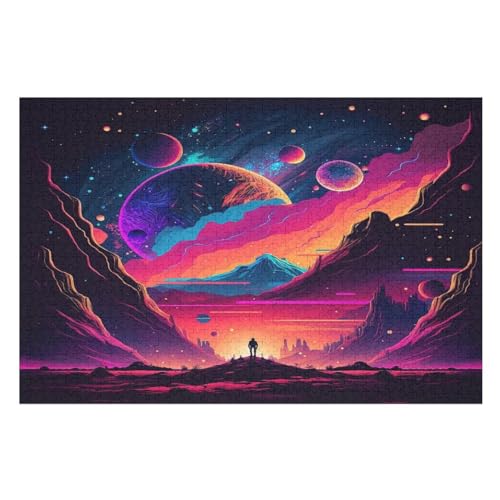 Für Erwachsene 1000-Teiliges Psychedelic Sternenhimmel -Puzzle, Holzbrett-Puzzle, Puzzle Für Kinder, Geschenke, （75×50cm） von AAPZY