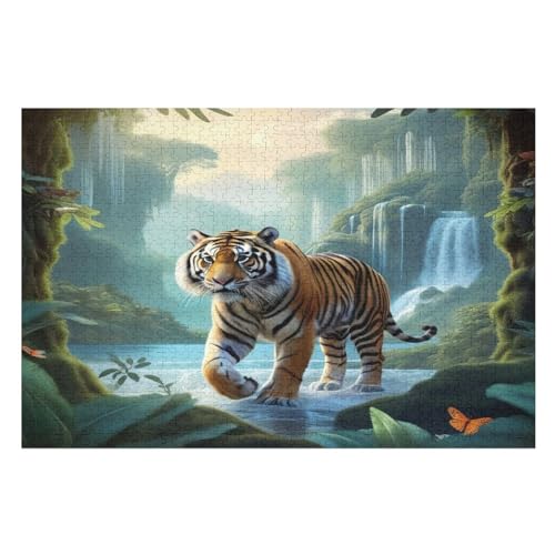 Für Erwachsene 1000-Teiliges Tiertiger -Puzzle, Holzbrett-Puzzle, Puzzle Für Kinder, Geschenke, （75×50cm） von AAPZY