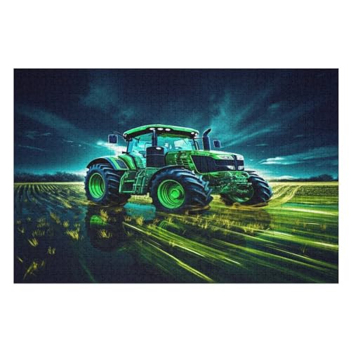 Für Erwachsene 1000-Teiliges Traktor -Puzzle, Holzbrett-Puzzle, Puzzle Für Kinder, Geschenke, （75×50cm） von AAPZY
