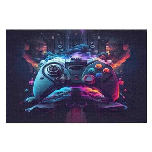 Gaming Neon Game Controller Puzzles 1000 Teile Erwachsener Kniffel Spaß Für Die Ganze Familie - 1000 Puzzleteilige Motive, Holzpuzzle Kinder Erwachsene, Impossible Puzzle Schwer （75×50cm） von AAPZY