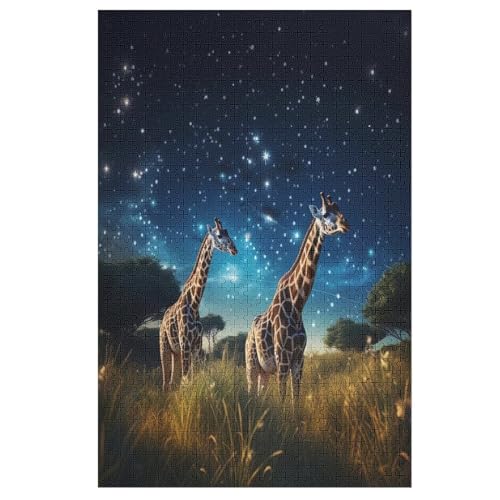 Giraffe Holzpuzzle 1000 Teile Klassische Puzzles Erwachsene Kinder Puzzle DIY Kit Holzspielzeug Einzigartiges Geschenk Moderne Wohnkultur （78×53cm） von AAPZY
