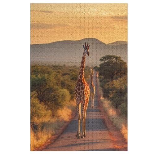 Giraffe -Puzzle, 1000 Teile,Holzpuzzle Für Erwachsene Kinder, Lustiges Spielzeug, Denkspiel, Spielzeug, Bildungsspiel, Herausforderung, Pädagogisch, （78×53cm） von AAPZY