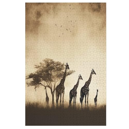 Giraffe Puzzle Für Erwachsene 1000 Teile Premium 100% Recyceltes Brett Zum Lernen, Lernspielzeug, Familienspiele Kinder Holzpuzzle （78×53cm） von AAPZY