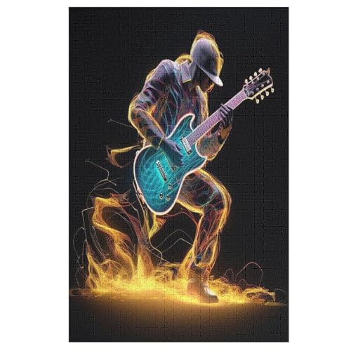 Gitarren-Puzzle Für Erwachsene, 1000 Teile, Holzpuzzle, Kinderpuzzle, Dekompressionsspiel, Spielzeugpuzzle （78×53cm） von AAPZY