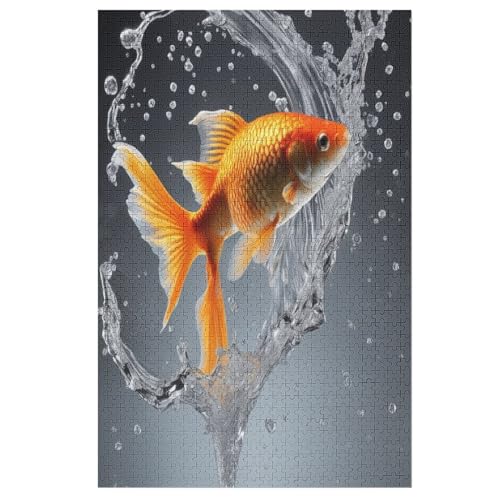 GoldFisch Puzzle 1000 Teile, Holzpuzzle Für Erwachsene, Impossible Puzzle, Geschicklichkeitsspiel Für Die Ganze Familie, Puzzle Farbenfrohes Legespiel Kinder Puzzles 78×53cm von AAPZY