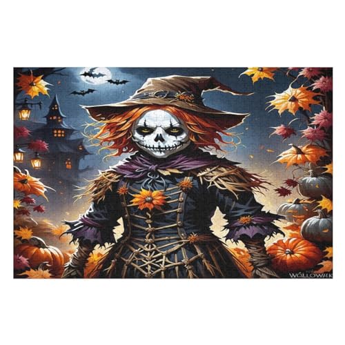 Halloween-Clown Holzpuzzle 1000 Teile, Knobelspiele Für Erwachsene, Teenager, Puzzles Unmögliche - Kinder Puzzle Zimmer Deko （75×50cm） von AAPZY