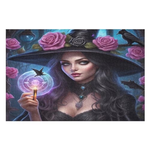 Halloween-Hexe Puzzles 1000 Teile Erwachsener Kniffel Spaß Für Die Ganze Familie - 1000 Puzzleteilige Motive, Holzpuzzle Kinder Erwachsene, Impossible Puzzle Schwer （75×50cm） von AAPZY