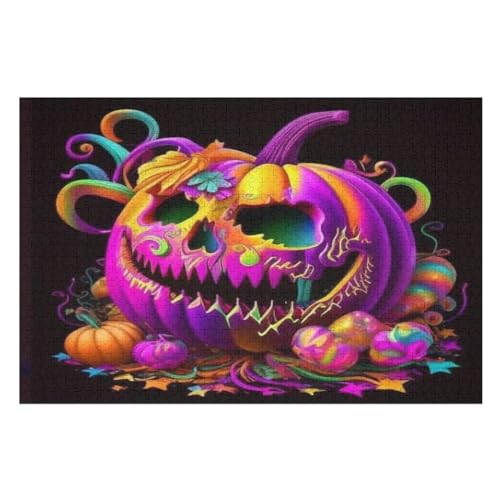 Halloween-Kürbis 1000 Teile Premium-Puzzles Für Erwachsene Kinder- Holzpuzzles Spaß Und Lernspiele - Perfekte Puzzle-Geschenke （75×50cm） von AAPZY