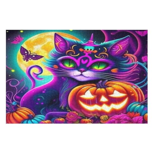 Halloween-Kürbis 1000 Teile Premium-Puzzles Für Erwachsene Kinder- Holzpuzzles Spaß Und Lernspiele - Perfekte Puzzle-Geschenke （75×50cm） von AAPZY