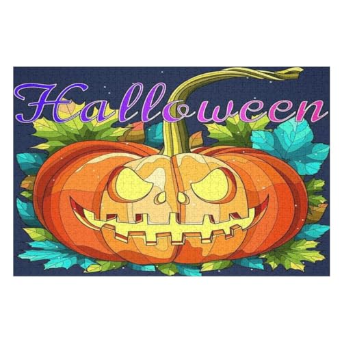 Halloween-Kürbis 1000 Teile Premium-Puzzles Für Erwachsene Kinder- Holzpuzzles Spaß Und Lernspiele - Perfekte Puzzle-Geschenke （75×50cm） von AAPZY