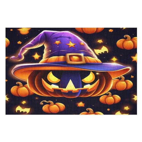 Halloween-Kürbis Holzpuzzle 1000 Teile, Knobelspiele Für Erwachsene, Teenager, Puzzles Unmögliche - Kinder Puzzle Zimmer Deko （75×50cm） von AAPZY