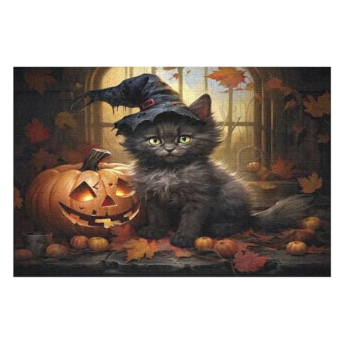 Halloween-Kürbis Holzpuzzle 1000 Teile,Puzzles Für Erwachsene, Impossible Puzzle, Geschicklichkeitsspiel Für Die Ganze Familie,Home Dekoration Puzzle, Puzzle Kinder Legespiel （75×50cm） von AAPZY