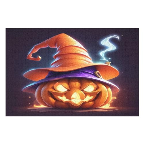 Halloween-Kürbis Puzzle Für Erwachsene 1000 Teile Premium 100% Recyceltes Brett Zum Lernen, Lernspielzeug, Familienspiele Kinder Holzpuzzle （75×50cm） von AAPZY