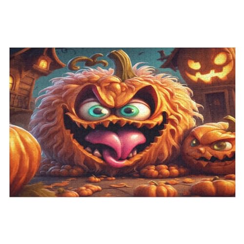 Halloween-Kürbis Puzzles 1000 Teile Erwachsener Kniffel Spaß Für Die Ganze Familie - 1000 Puzzleteilige Motive, Holzpuzzle Kinder Erwachsene, Impossible Puzzle Schwer （75×50cm） von AAPZY