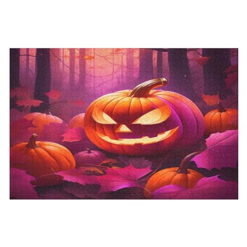 Halloween-Thema Puzzle 1000 Teile, Holzpuzzle Für Erwachsene, Impossible Puzzle, Geschicklichkeitsspiel Für Die Ganze Familie, Puzzle Farbenfrohes Legespiel Kinder Puzzles （75×50cm） von AAPZY