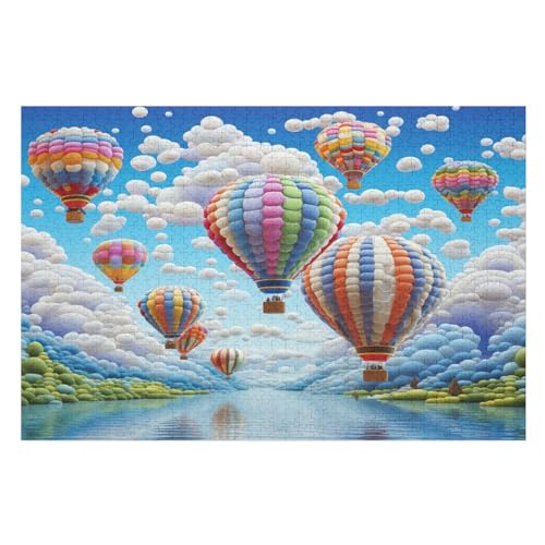 Heißluftballon Holzpuzzle 1000 Teile Klassische Puzzles Erwachsene Kinder Puzzle DIY Kit Holzspielzeug Einzigartiges Geschenk Moderne Wohnkultur （75×50cm） von AAPZY