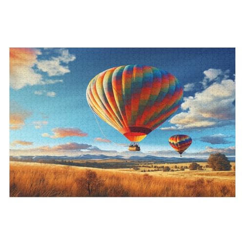 Heißluftballon Puzzle 1000 Teile, Holzpuzzle Für Erwachsene, Impossible Puzzle, Geschicklichkeitsspiel Für Die Ganze Familie, Puzzle Farbenfrohes Legespiel Kinder Puzzles （75×50cm） von AAPZY