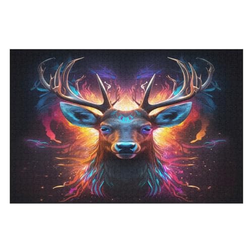 Hirsch Holzpuzzle 1000 Teile Klassische Puzzles Erwachsene Kinder Puzzle DIY Kit Holzspielzeug Einzigartiges Geschenk Moderne Wohnkultur （75×50cm） von AAPZY