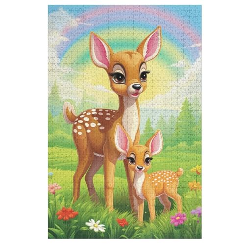 Hirsch Holzpuzzle Erwachsene - 1000 Teiliges Jigsaw Knobelspiel - Puzzle Für Erwachsene & Kinder - Outdoor & Reisespielzeug - Geduldspiel （78×53cm） von AAPZY