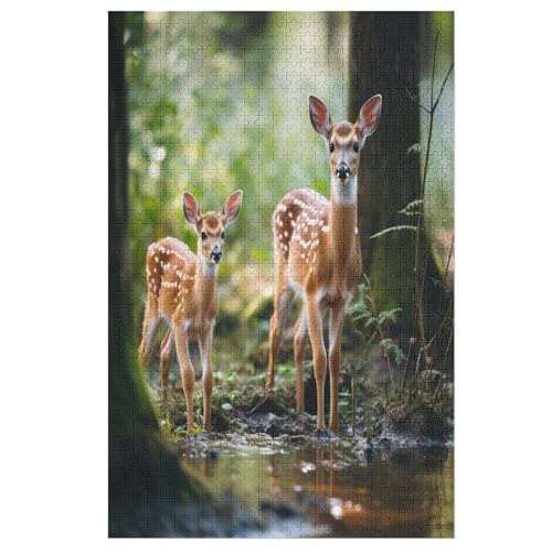 Hirsch Puzzle Für Erwachsene 1000 Teile Premium 100% Recyceltes Brett Zum Lernen, Lernspielzeug, Familienspiele Kinder Holzpuzzle （78×53cm） von AAPZY