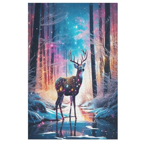 Hirsch Puzzles 1000 Teile Erwachsener Kniffel Spaß Für Die Ganze Familie - 1000 Puzzleteilige Motive, Holzpuzzle Kinder Erwachsene, Impossible Puzzle Schwer （78×53cm） von AAPZY