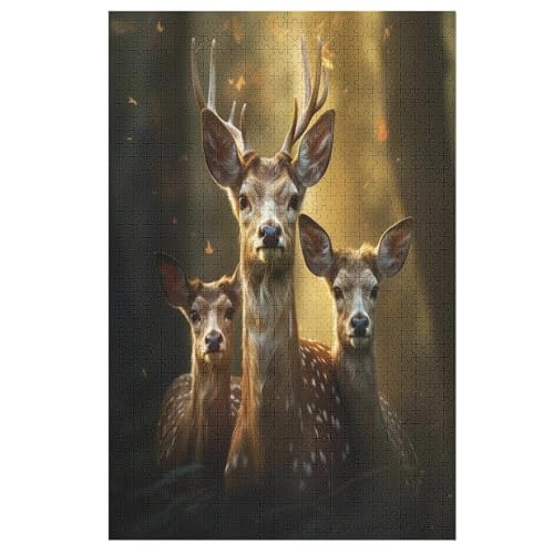 Hirsch Puzzles 1000 Teile Erwachsener Kniffel Spaß Für Die Ganze Familie - 1000 Puzzleteilige Motive, Holzpuzzle Kinder Erwachsene, Impossible Puzzle Schwer （78×53cm） von AAPZY