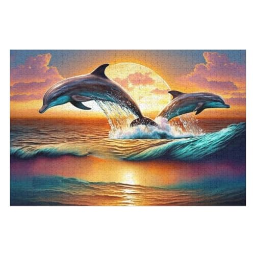 Holzpuzzle 1000 Teile, Delfin Puzzles Erwachsene Und Kinder, Am Besten Für Die Familienspielsammlung - Puzzle （75×50cm） von AAPZY