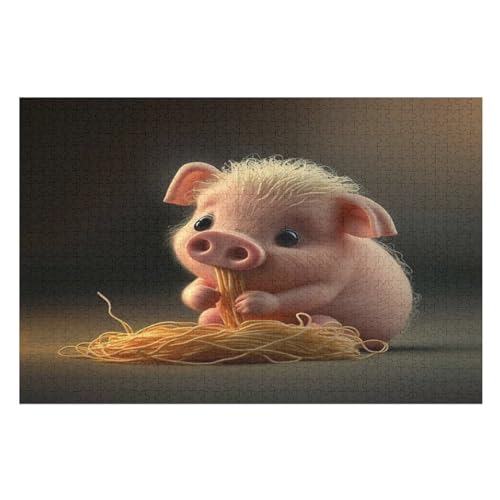 Holzpuzzle 1000 Teile, Niedliches Schwein Puzzles Erwachsene Und Kinder, Am Besten Für Die Familienspielsammlung - Puzzle （75×50cm） von AAPZY