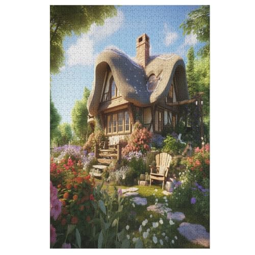 Holzpuzzle Bergdorfhütte Puzzle 1000 Teile Erwachsene Klassische Pädagogisches Spielzeug Kinder Lernspiel Herausforderndes Puzzles Raumdekoration Detailreiches Geschenk （78×53cm） von AAPZY