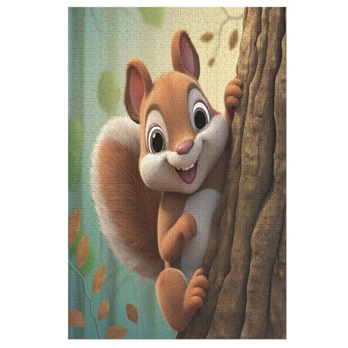 Holzpuzzle Eichhörnchen Puzzle 1000 Teile Erwachsene Klassische Pädagogisches Spielzeug Kinder Lernspiel Herausforderndes Puzzles Raumdekoration Detailreiches Geschenk （78×53cm） von AAPZY