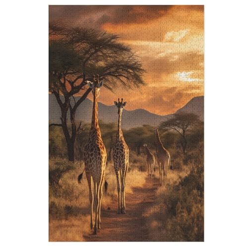 Holzpuzzle Giraffe Puzzle 1000 Teile Erwachsene Klassische Pädagogisches Spielzeug Kinder Lernspiel Herausforderndes Puzzles Raumdekoration Detailreiches Geschenk （78×53cm） von AAPZY