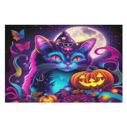 Holzpuzzle Halloween-Kürbis Puzzle 1000 Teile Erwachsene Klassische Pädagogisches Spielzeug Kinder Lernspiel Herausforderndes Puzzles Raumdekoration Detailreiches Geschenk （75×50cm） von AAPZY