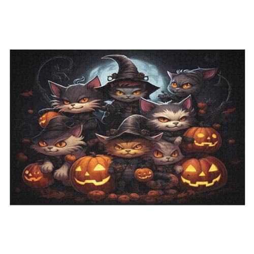 Holzpuzzle Halloween-Kürbis Puzzle 1000 Teile Erwachsene Klassische Pädagogisches Spielzeug Kinder Lernspiel Herausforderndes Puzzles Raumdekoration Detailreiches Geschenk （75×50cm） von AAPZY