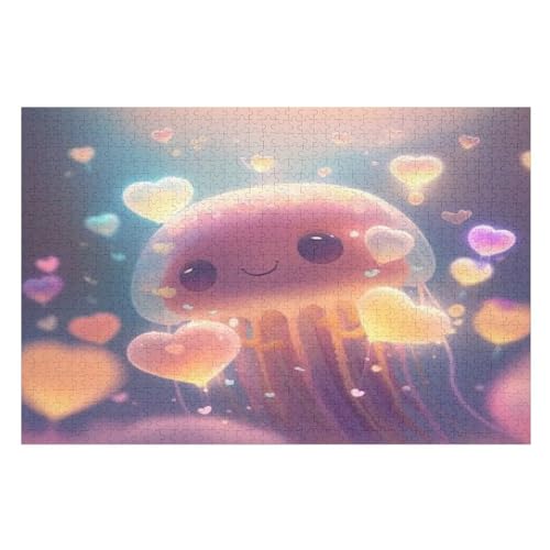 Holzpuzzle JellyFisch Puzzle 1000 Teile Erwachsene Klassische Pädagogisches Spielzeug Kinder Lernspiel Herausforderndes Puzzles Raumdekoration Detailreiches Geschenk （75×50cm） von AAPZY