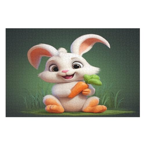 Holzpuzzle Kaninchen Puzzle 1000 Teile Erwachsene Klassische Pädagogisches Spielzeug Kinder Lernspiel Herausforderndes Puzzles Raumdekoration Detailreiches Geschenk （75×50cm） von AAPZY