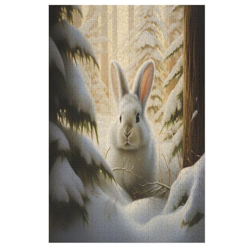 Holzpuzzle Kaninchen Puzzle 1000 Teile Erwachsene Klassische Pädagogisches Spielzeug Kinder Lernspiel Herausforderndes Puzzles Raumdekoration Detailreiches Geschenk （78×53cm） von AAPZY