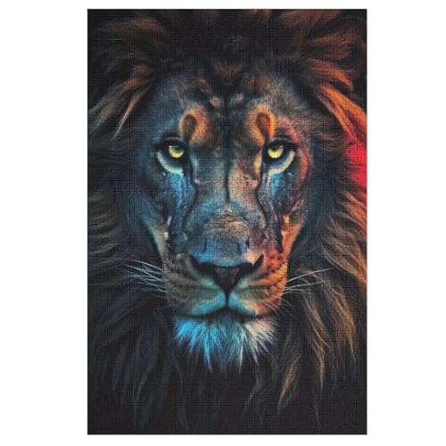 Holzpuzzle Löwe Puzzle 1000 Teile Erwachsene Klassische Pädagogisches Spielzeug Kinder Lernspiel Herausforderndes Puzzles Raumdekoration Detailreiches Geschenk （78×53cm） von AAPZY