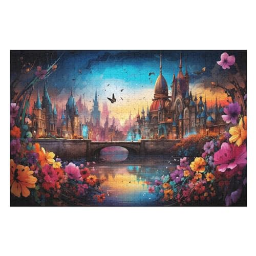 Holzpuzzle Stadtbild-Architektur Puzzle 1000 Teile Erwachsene Klassische Pädagogisches Spielzeug Kinder Lernspiel Herausforderndes Puzzles Raumdekoration Detailreiches Geschenk （75×50cm） von AAPZY