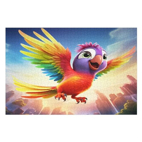 Holzpuzzle süßer Papagei Puzzle 1000 Teile Erwachsene Klassische Pädagogisches Spielzeug Kinder Lernspiel Herausforderndes Puzzles Raumdekoration Detailreiches Geschenk （75×50cm） von AAPZY