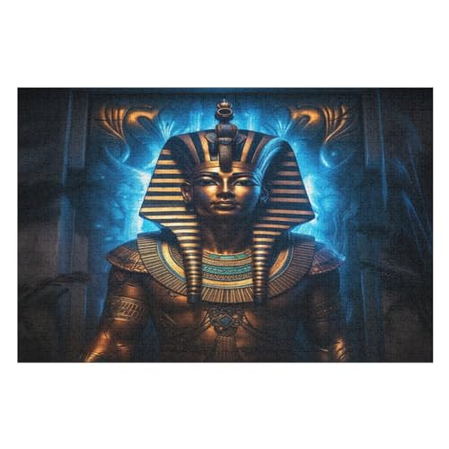 Holzpuzzles 1000 Teile Ägyptischer Pharao -Puzzle Für Jungen Und Mädchen, Schwierigkeitsgrad, Lernspiele, Familienspielzeug （75×50cm） von AAPZY