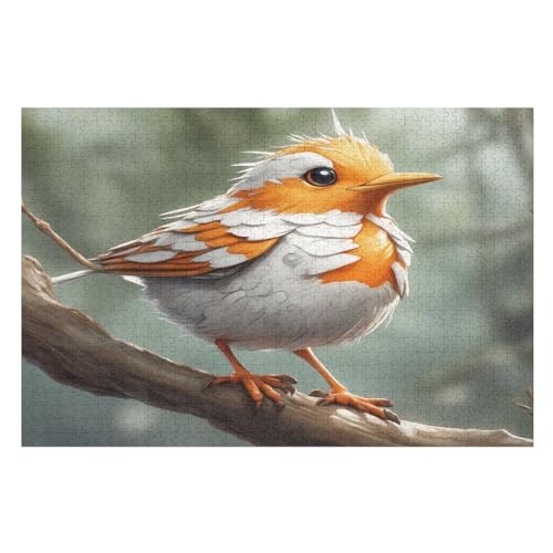 Holzpuzzles 1000 Teile Cute Birdie -Puzzle Für Jungen Und Mädchen, Schwierigkeitsgrad, Lernspiele, Familienspielzeug （75×50cm） von AAPZY
