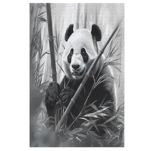 Holzpuzzles 1000 Teile Panda -Puzzle Für Jungen Und Mädchen, Schwierigkeitsgrad, Lernspiele, Familienspielzeug （78×53cm） von AAPZY