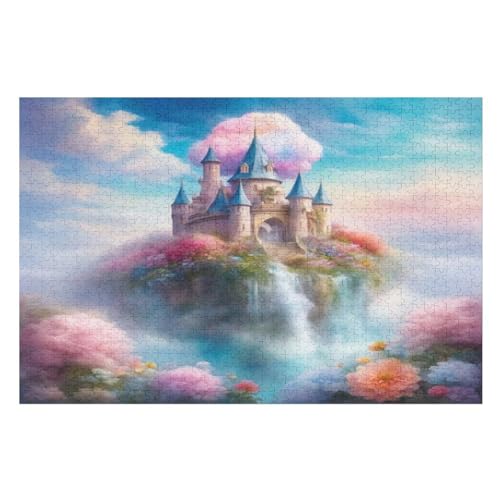 Holzpuzzles 1000 Teile Schloss -Puzzle Für Jungen Und Mädchen, Schwierigkeitsgrad, Lernspiele, Familienspielzeug （75×50cm） von AAPZY