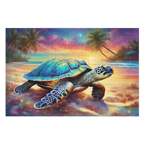 Holzpuzzles 1000 Teile Tierschildkröte -Puzzle Für Jungen Und Mädchen, Schwierigkeitsgrad, Lernspiele, Familienspielzeug （75×50cm） von AAPZY