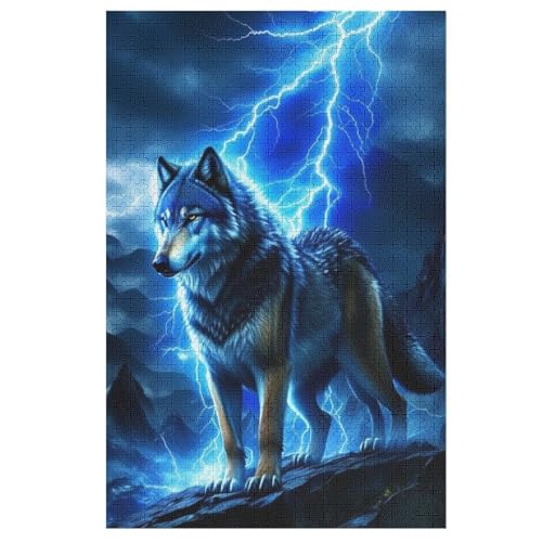 Holzpuzzles 1000 Teile Wolf -Puzzle Für Jungen Und Mädchen, Schwierigkeitsgrad, Lernspiele, Familienspielzeug （78×53cm） von AAPZY