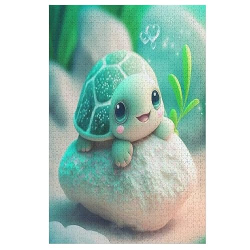 Holzpuzzles 1000 Teile süße Schildkröte -Puzzle Für Jungen Und Mädchen, Schwierigkeitsgrad, Lernspiele, Familienspielzeug （78×53cm） von AAPZY