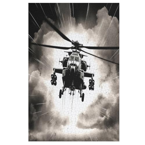 Hubschrauber Puzzle Für Erwachsene 1000 Teile Premium 100% Recyceltes Brett Zum Lernen, Lernspielzeug, Familienspiele Kinder Holzpuzzle （78×53cm） von AAPZY