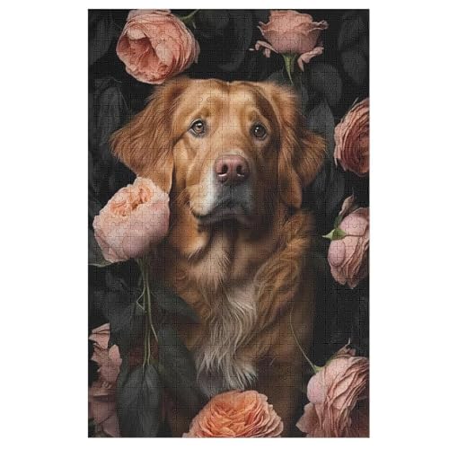 Hund In Roses 1000 Teile Puzzle, Holzpuzzle, Puzzles Für Erwachsene Kinder, 1000 Teile Puzzle Für Jugendliche & Erwachsene Lernspiel Herausforderungsspielzeug （78×53cm） von AAPZY