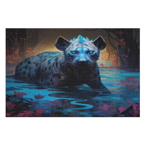 Hyäne Holzpuzzle 1000 Teile,Puzzles Für Erwachsene, Impossible Puzzle, Geschicklichkeitsspiel Für Die Ganze Familie,Home Dekoration Puzzle, Puzzle Kinder Legespiel （75×50cm） von AAPZY